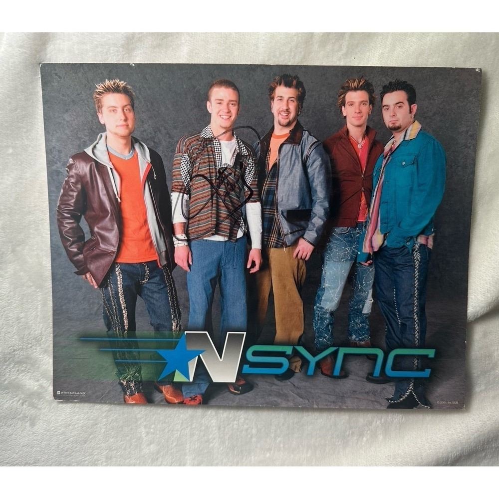 RARE long Justin Timberlake autograph on a *NSYNC photo.